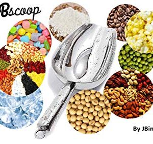 JBscoop Stainless Steel Scoop for ice, 9.6 Inch Metal Food Scoop Kitchen Bar Party Wedding Heavy Duty Dishwasher Safe - 8 Oz