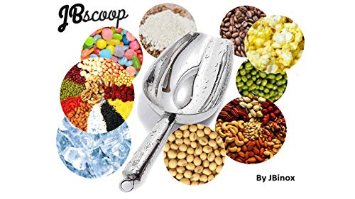 JBscoop Stainless Steel Scoop for ice, 9.6 Inch Metal Food Scoop Kitchen Bar Party Wedding Heavy Duty Dishwasher Safe - 8 Oz