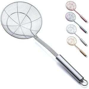 strainer spider skimmers for kitchen cooking and frying food,kyraton stainless steel slotted spoon pasta strainers tomato food strainer skimmer ladle for pasta.