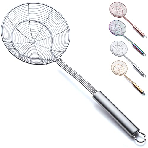 Strainer Spider Skimmers For Kitchen Cooking and Frying Food,Kyraton Stainless Steel Slotted Spoon Pasta Strainers Tomato Food Strainer Skimmer Ladle For Pasta.