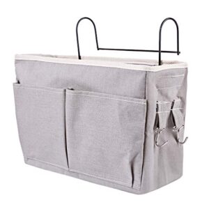 XSHION Bedside Storage Caddy Hanging Organizer Bag Holder Bunk Bed Organizer for Dorm Room,Hospital Bed Rails,Baby Bed -Grey