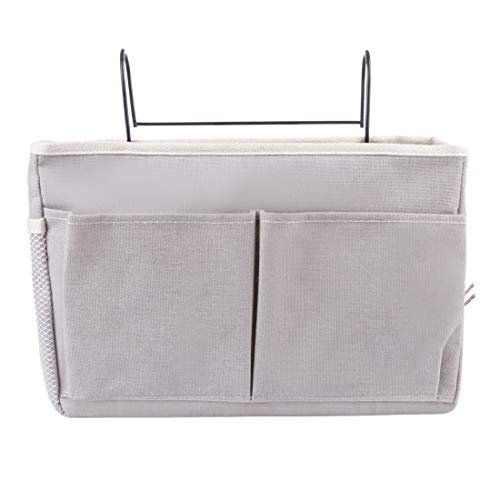 XSHION Bedside Storage Caddy Hanging Organizer Bag Holder Bunk Bed Organizer for Dorm Room,Hospital Bed Rails,Baby Bed -Grey