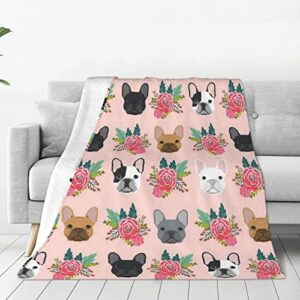 gdecziy french bulldog floral dog cute pet gifts dog breed flannel fleece plush throw blanket,throw for spring recliner, air conditioning blanket quality washable blanket 60"x50"