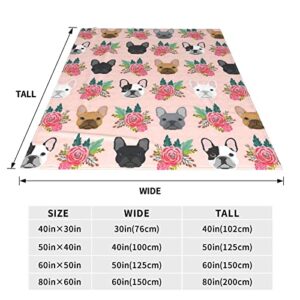 Gdecziy French Bulldog Floral Dog Cute pet Gifts Dog Breed Flannel Fleece Plush Throw Blanket,Throw for Spring Recliner, Air Conditioning Blanket Quality Washable Blanket 60"x50"