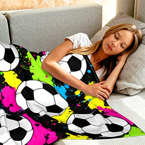 Soccer Blanket Super Soft Flannel Blankets and Throws Outdoor Football for Bedding Boys Girls Adults Gifts 50"X40"