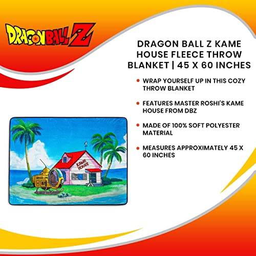 Dragon Ball Z Kame House Plush Throw Blanket | Fleece Blanket Cover, Cozy Sherpa Wrap For Sofa And Bed, Home Decor Room Essentials | Anime Manga Gifts And Collectibles | 45 x 60 Inches