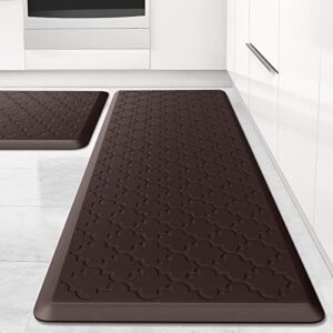 kitchen mat [2 pcs] cushioned anti-fatigue floor mat, waterproof non-skid kitchen mats and rugs, ergonomic comfort foam kitchen rugs, standing mat for kitchen, floor,office, sink, laundry(chocolate)