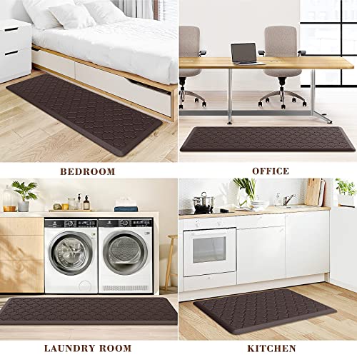 Kitchen Mat [2 PCS] Cushioned Anti-Fatigue Floor Mat, Waterproof Non-Skid Kitchen Mats and Rugs, Ergonomic Comfort Foam Kitchen Rugs, Standing Mat for Kitchen, Floor,Office, Sink, Laundry(Chocolate)