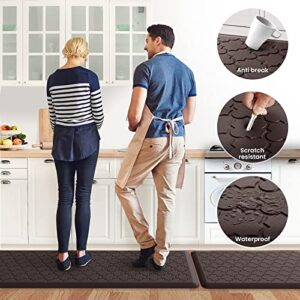 Kitchen Mat [2 PCS] Cushioned Anti-Fatigue Floor Mat, Waterproof Non-Skid Kitchen Mats and Rugs, Ergonomic Comfort Foam Kitchen Rugs, Standing Mat for Kitchen, Floor,Office, Sink, Laundry(Chocolate)