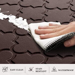 Kitchen Mat [2 PCS] Cushioned Anti-Fatigue Floor Mat, Waterproof Non-Skid Kitchen Mats and Rugs, Ergonomic Comfort Foam Kitchen Rugs, Standing Mat for Kitchen, Floor,Office, Sink, Laundry(Chocolate)