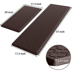 Kitchen Mat [2 PCS] Cushioned Anti-Fatigue Floor Mat, Waterproof Non-Skid Kitchen Mats and Rugs, Ergonomic Comfort Foam Kitchen Rugs, Standing Mat for Kitchen, Floor,Office, Sink, Laundry(Chocolate)