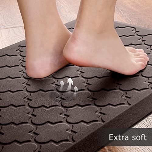 Kitchen Mat [2 PCS] Cushioned Anti-Fatigue Floor Mat, Waterproof Non-Skid Kitchen Mats and Rugs, Ergonomic Comfort Foam Kitchen Rugs, Standing Mat for Kitchen, Floor,Office, Sink, Laundry(Chocolate)