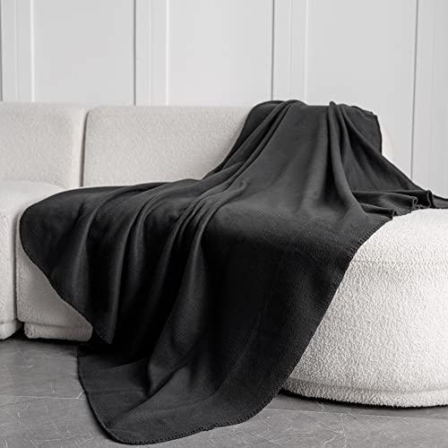 CAI TENG Fleece Throw Blankets Lightweight Warm for Soft Cozy Pet-Friendly Bulk Fleece Blanket Solid for Home, Bed, Sofa, Dorm, Office, Gifts, Outdoor (Black, Pack of 6-50 x 60 inch)