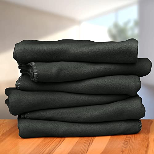 CAI TENG Fleece Throw Blankets Lightweight Warm for Soft Cozy Pet-Friendly Bulk Fleece Blanket Solid for Home, Bed, Sofa, Dorm, Office, Gifts, Outdoor (Black, Pack of 6-50 x 60 inch)