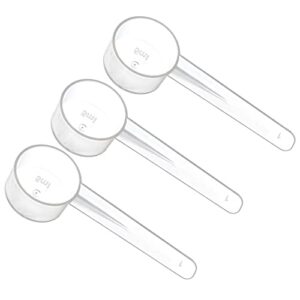 3 measuring spoons set with short handle - 1 teaspoon (5 ml) white plastic scoops for coffee, grains, protein, spices, powders, and other dry goods, bpa free, kitchen tools measure, fits in jars