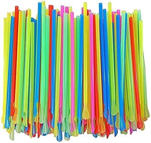 concession essentials 8'' unwrapped snow cone spoon straw assorted bright colors. pack of 800ct.