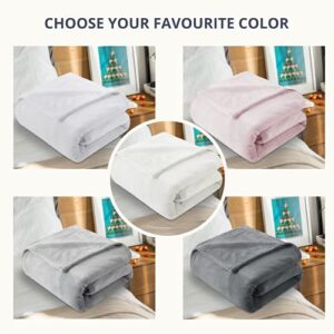 Amazon Brand - Pinzon Fleece Blanket Twin Blanket Navy Blue - 320GSM Soft Lightweight Plush Cozy Twin Blankets for Bed, Sofa, Couch, Travel, Camping, 60x80 inches, Light Pink