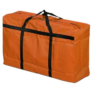 patikil storage tote with zippers, 125l capacity foldable heavy moving tote bags for bedding clothes, orange