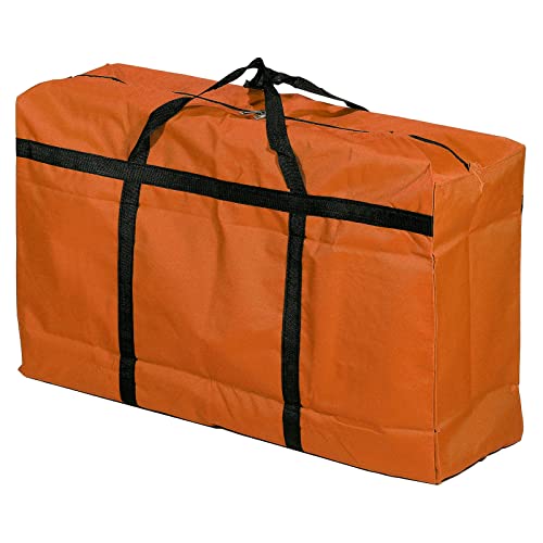 PATIKIL Storage Tote with Zippers, 125L Capacity Foldable Heavy Moving Tote Bags for Bedding Clothes, Orange