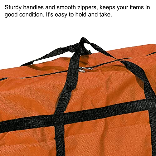 PATIKIL Storage Tote with Zippers, 125L Capacity Foldable Heavy Moving Tote Bags for Bedding Clothes, Orange