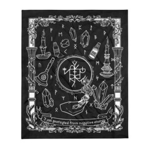 spellcloth - protection magic blanket, perfect for witchy gifts, witchy room decor, wiccan decor, and witch stuff like witch bedding, witch throw, and tapestry for bedroom