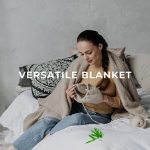 LazyCozy Bamboo Waffle Weave Throw Blanket for All Season Cozy Lightweight Thermal Blanket for Couch Bed Sofa 50x60 inch, Oatmeal