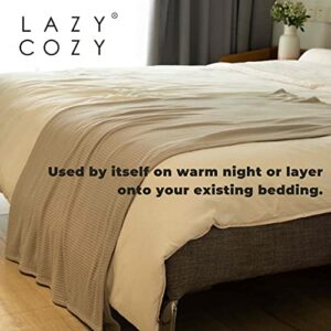 LazyCozy Bamboo Waffle Weave Throw Blanket for All Season Cozy Lightweight Thermal Blanket for Couch Bed Sofa 50x60 inch, Oatmeal