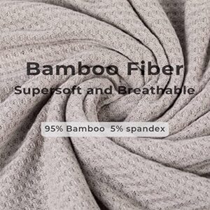 LazyCozy Bamboo Waffle Weave Throw Blanket for All Season Cozy Lightweight Thermal Blanket for Couch Bed Sofa 50x60 inch, Oatmeal