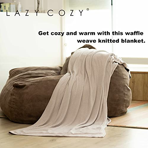 LazyCozy Bamboo Waffle Weave Throw Blanket for All Season Cozy Lightweight Thermal Blanket for Couch Bed Sofa 50x60 inch, Oatmeal