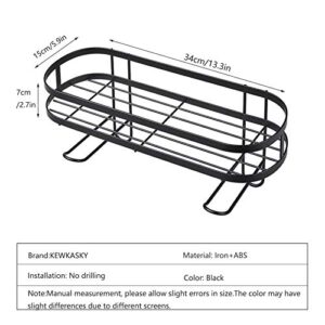 KEWKASKY Bathroom Toilet Storage Over Toilet Shelf Self Adhesive Over Toilet Storage Shelf No Drilling Waterproof Rustproof Bathroom Organizer Wall Mounted Bathroom Shelves with 3 Hooks (Black)