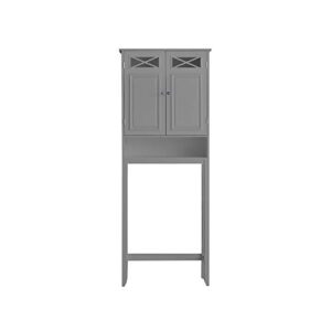 elegant home fashions over the toilet with 2 doors and adjustable shelves grey