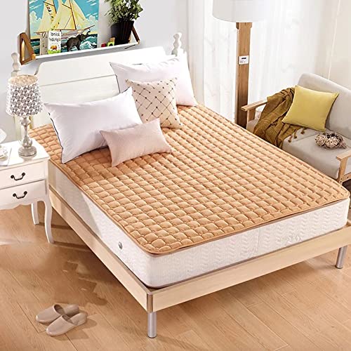 QQCC Mattress Topper Washed Fold Cotton Tatami Mattress Double Single Student Dormitory Bed Mattress Topper Tatami Super Warm Mat with Straps (Color Classification : 20, Size : 180x200cm)