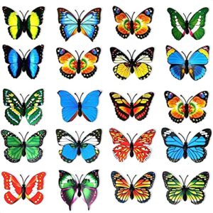 20 pcs colorful butterfly refrigerator magnets - butterfly wall decor strong magnets with adhesive backing - wall butterflies magnets for fridge decor, kitchen decor - butterfly magnets (random color)