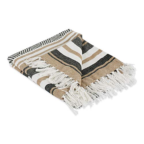 DII Farmhouse Woven Throw, 50x60 with 3" Fringe, Stone, 1 Piece