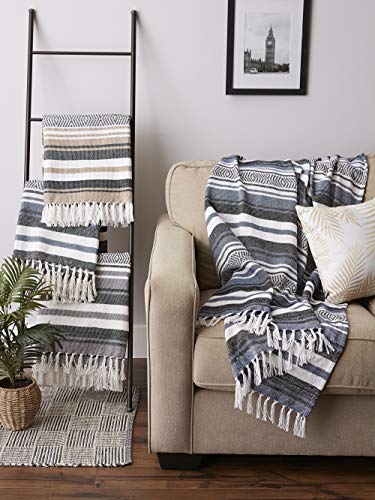 DII Farmhouse Woven Throw, 50x60 with 3" Fringe, Stone, 1 Piece