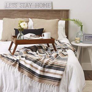 DII Farmhouse Woven Throw, 50x60 with 3" Fringe, Stone, 1 Piece