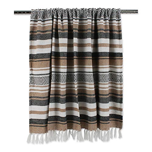 DII Farmhouse Woven Throw, 50x60 with 3" Fringe, Stone, 1 Piece