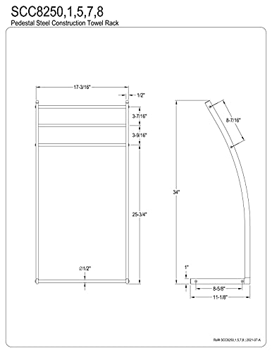 Kingston Brass SCC8251 Pedestal Steel Construction Towel-Rack, Polished Chrome