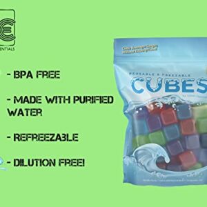 Urban Essentials Reusable Ice Cubes - Quick Freeze Colorful Plastic Square Ice cubes With Resealable Bag Assorted Colors Pack Of 56