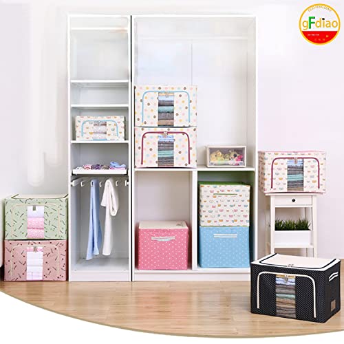 GUO FENG DIAO Steel Frame Storage Box Oxford Cloth Storage Box Quilt Storage Box Folding Wardrobe Fabric Extra Large Storage Bag