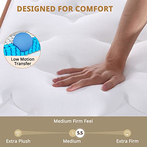 BedStory 10" Hybrid King Mattress in a Box, Gel Memory Foam Mattress with Pocket Spring, Medium Firm Mattress with Dual Brim Design for Supportive&Pressure Relieving&Motion Isolated Sleep, Made in USA