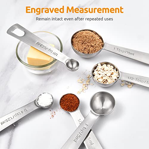 Measuring Spoons: U-Taste 18/8 Stainless Steel Measuring Spoons Set of 9 Piece: 1/16 tsp, 1/8 tsp, 1/4 tsp, 1/3 tsp, 1/2 tsp, 3/4 tsp, 1 tsp, 1/2 tbsp & 1 tbsp Dry and Liquid Ingredients