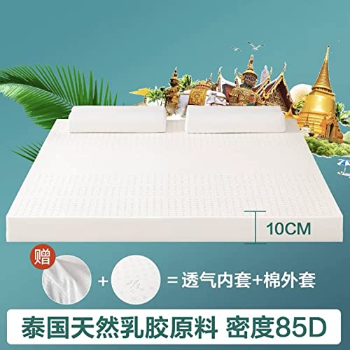 QQCC Mattress Topper Natural Latex Mattress Slow Rebound Mattresses Tatami Mattress with Inner Cover Twin King Full Size (Color : 10cm, Size : 90x200cm)