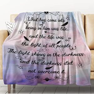jdkway bible verse throw blanket for couch sofa bed warm fuzzy flannel blanket for baby lightweight soft cozy microfiber blankets christian gifts for women friends (pink purple, 40''x 50'')