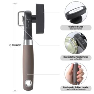 Can Opener Smooth Edge, Side Cut Can Opener Manual with Durable Sharp Blade, Safe Cut Manual Can Opener with Non-Slip Rubber Knob, Side Can Opener with Comfortable Grip Handle