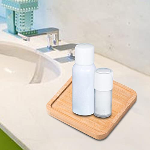 Leefasy 2Pieces Wooden Vanity Tray, Soap Dispenser Tray Pedestal Stand Countertop Organizer Holder Soap Holder Bathroom Tray, for Kitchen Sink Bathroom Home, Round and Square