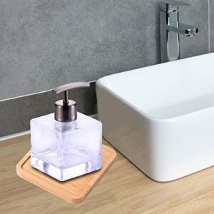 Leefasy 2Pieces Wooden Vanity Tray, Soap Dispenser Tray Pedestal Stand Countertop Organizer Holder Soap Holder Bathroom Tray, for Kitchen Sink Bathroom Home, Round and Square