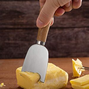 4 Piece Cheese Knives Set with Wooden Handle, Mini Steel Stainless Cheese knife set for Charcuterie and Cheese spread, Perfect for Cheese Slicer and Butter Cutter