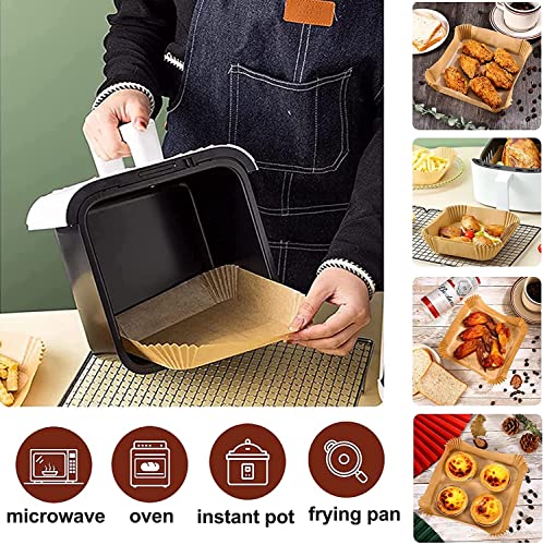 UHOUSE 120PCS Square Air Fryer Disposable Paper Liner, 6.3 inch Non-stick Air Fryer Disposable Liners, Food Grade Parchment,Baking Paper for Air Fryer And Baking Roasting Microwave,mothers day gifts