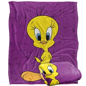 looney tunes blanket, 50"x60", tweety bird character silky touch super soft throw